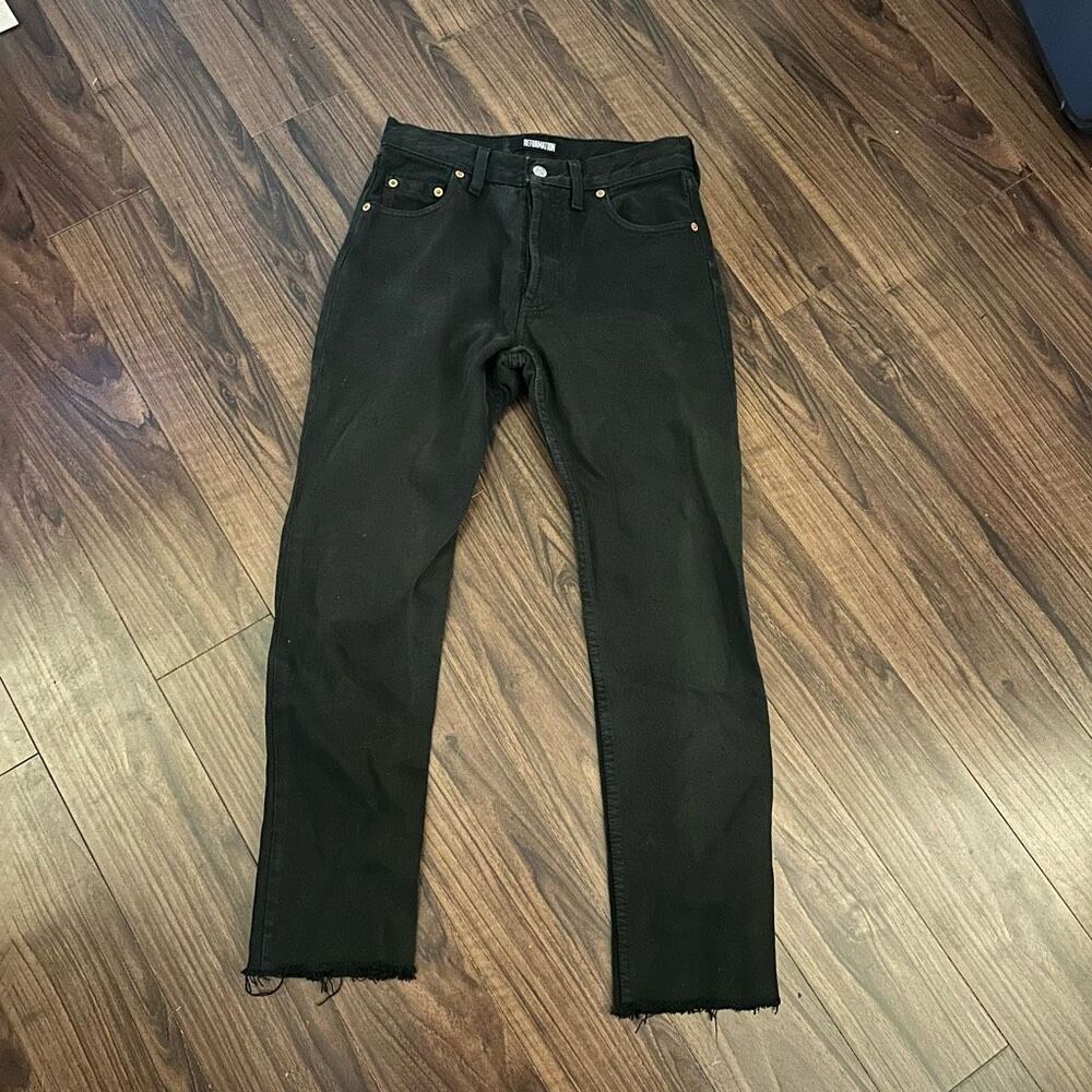 Reformation x Levi’s repurposed jeans button fly black raw hem 26